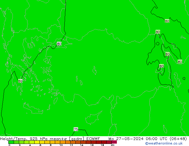 Height/Temp. 925 hPa ECMWF Mo 27.05.2024 06 UTC