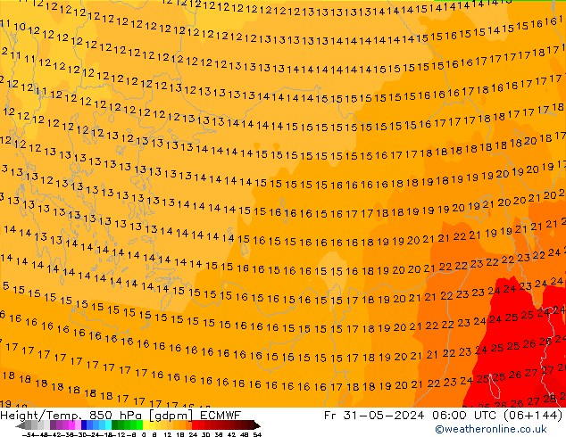 Height/Temp. 850 hPa ECMWF Fr 31.05.2024 06 UTC