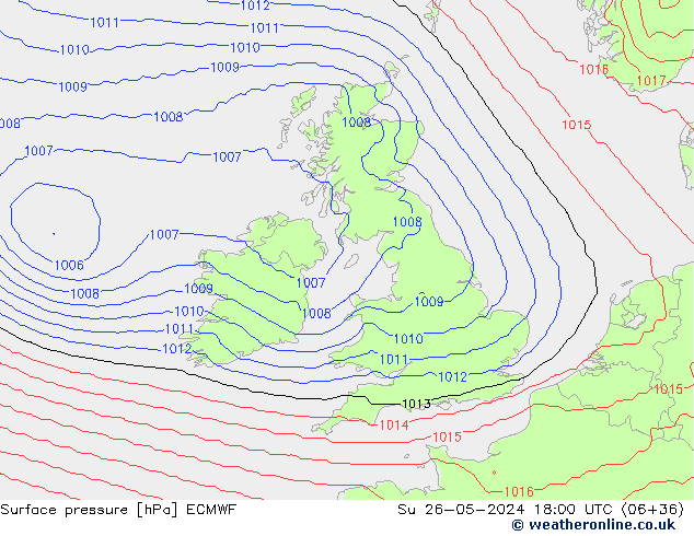 Pressione al suolo ECMWF dom 26.05.2024 18 UTC