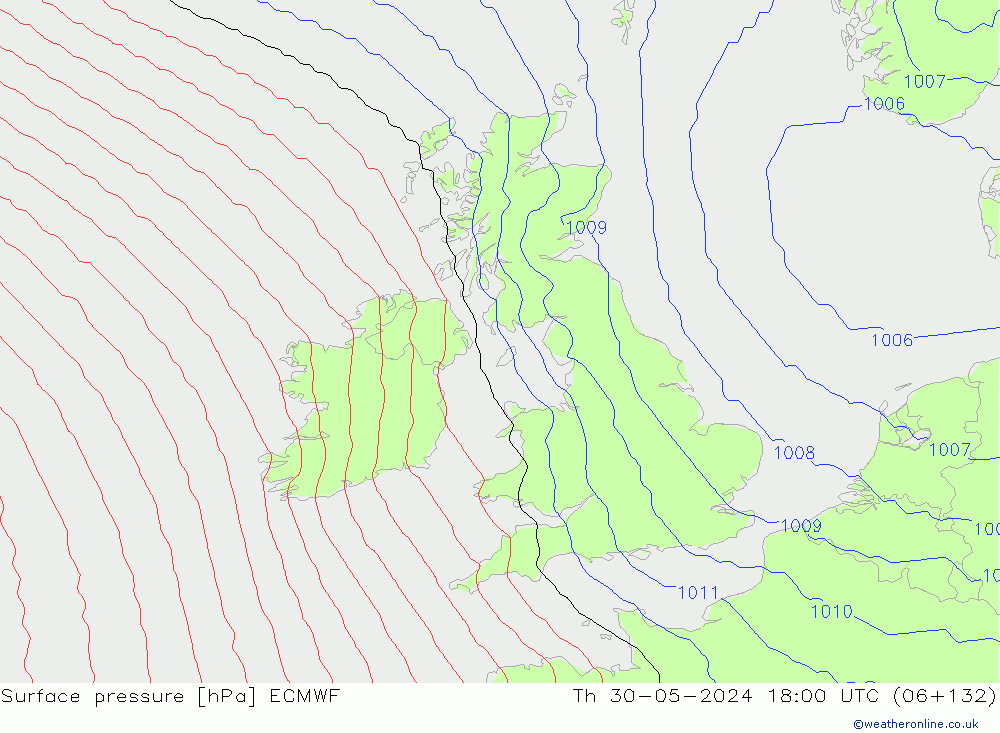 Surface pressure ECMWF Th 30.05.2024 18 UTC