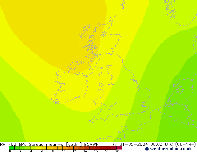 RH 700 hPa Spread ECMWF Fr 31.05.2024 06 UTC