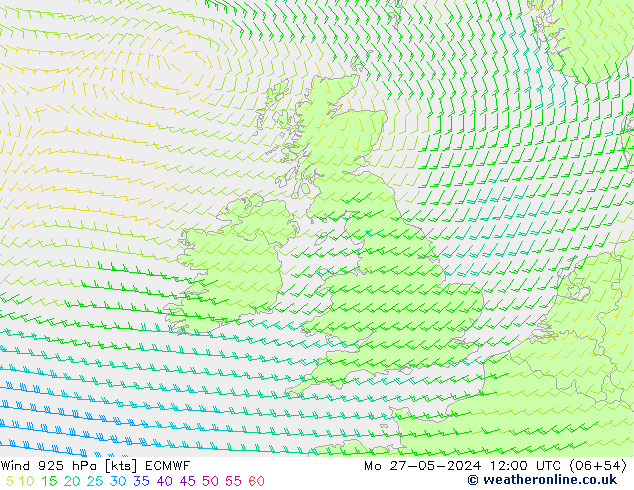 Vento 925 hPa ECMWF Seg 27.05.2024 12 UTC