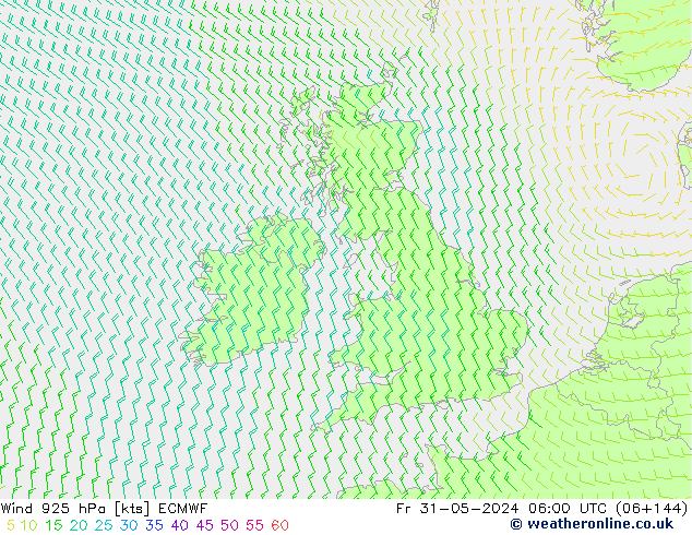 Wind 925 hPa ECMWF Fr 31.05.2024 06 UTC