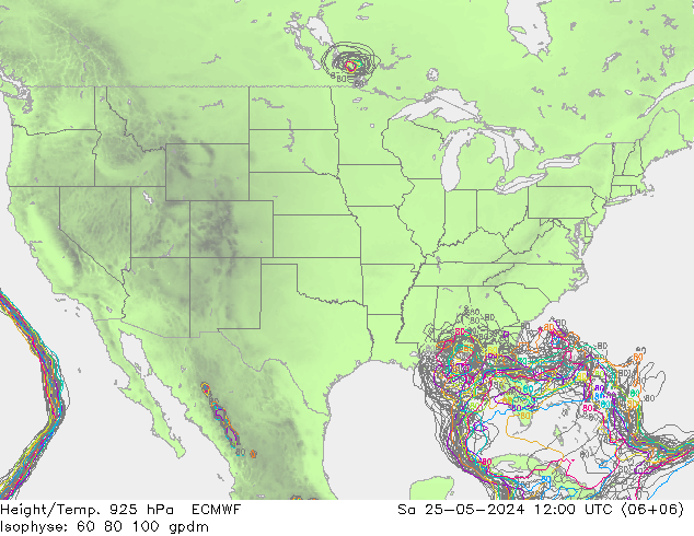 Height/Temp. 925 hPa ECMWF Sa 25.05.2024 12 UTC