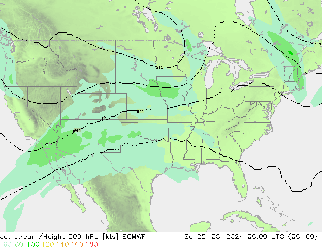 Corriente en chorro ECMWF sáb 25.05.2024 06 UTC