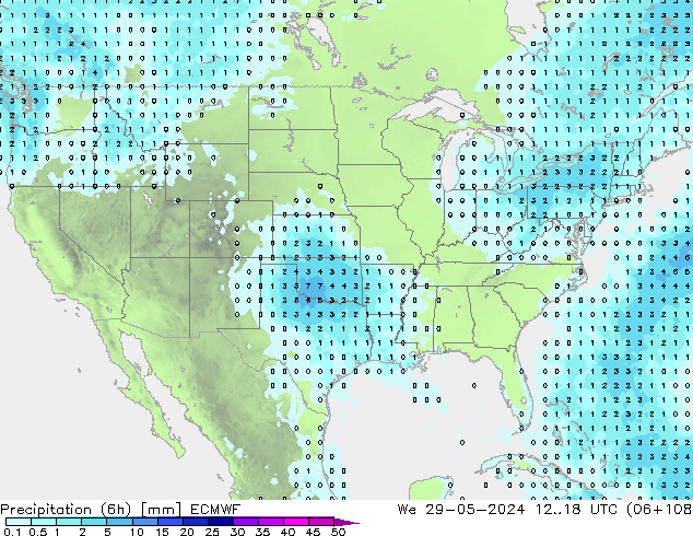 Precipitación (6h) ECMWF mié 29.05.2024 18 UTC