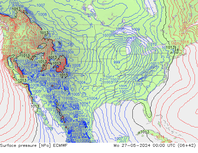 Surface pressure ECMWF Mo 27.05.2024 00 UTC