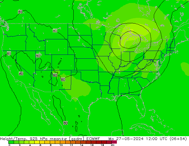 Height/Temp. 925 гПа ECMWF пн 27.05.2024 12 UTC