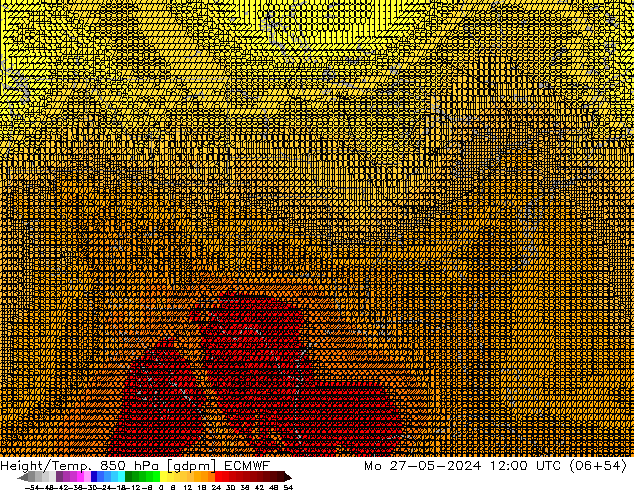 Height/Temp. 850 hPa ECMWF lun 27.05.2024 12 UTC