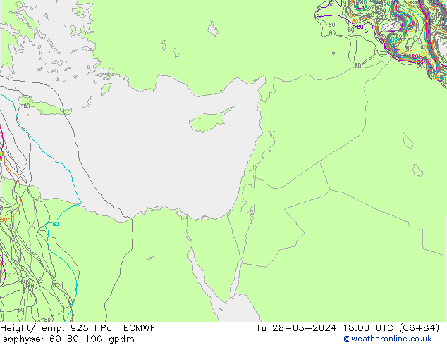 Hoogte/Temp. 925 hPa ECMWF di 28.05.2024 18 UTC