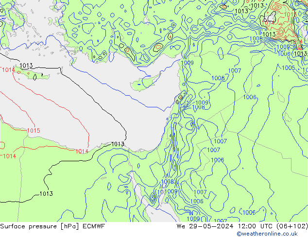 Surface pressure ECMWF We 29.05.2024 12 UTC