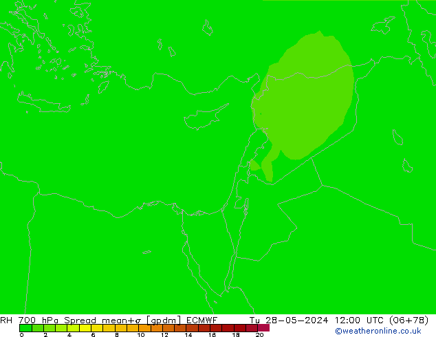 RH 700 hPa Spread ECMWF Tu 28.05.2024 12 UTC