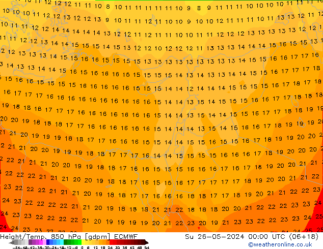 Height/Temp. 850 hPa ECMWF Dom 26.05.2024 00 UTC