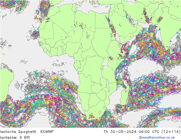 Isotachen Spaghetti ECMWF do 30.05.2024 06 UTC