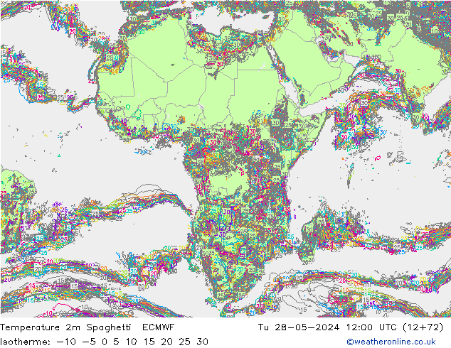 Temperaturkarte Spaghetti ECMWF Di 28.05.2024 12 UTC