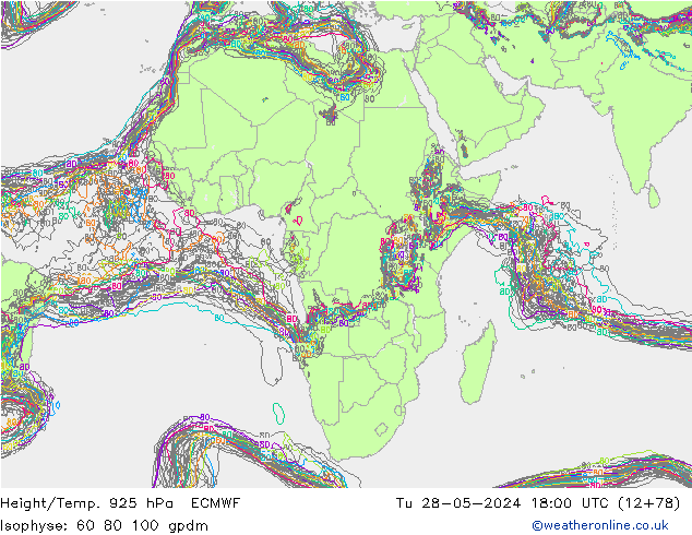 Height/Temp. 925 hPa ECMWF mar 28.05.2024 18 UTC