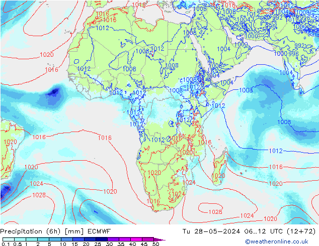 Nied. akkumuliert (6Std) ECMWF Di 28.05.2024 12 UTC