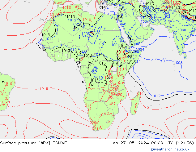 Surface pressure ECMWF Mo 27.05.2024 00 UTC