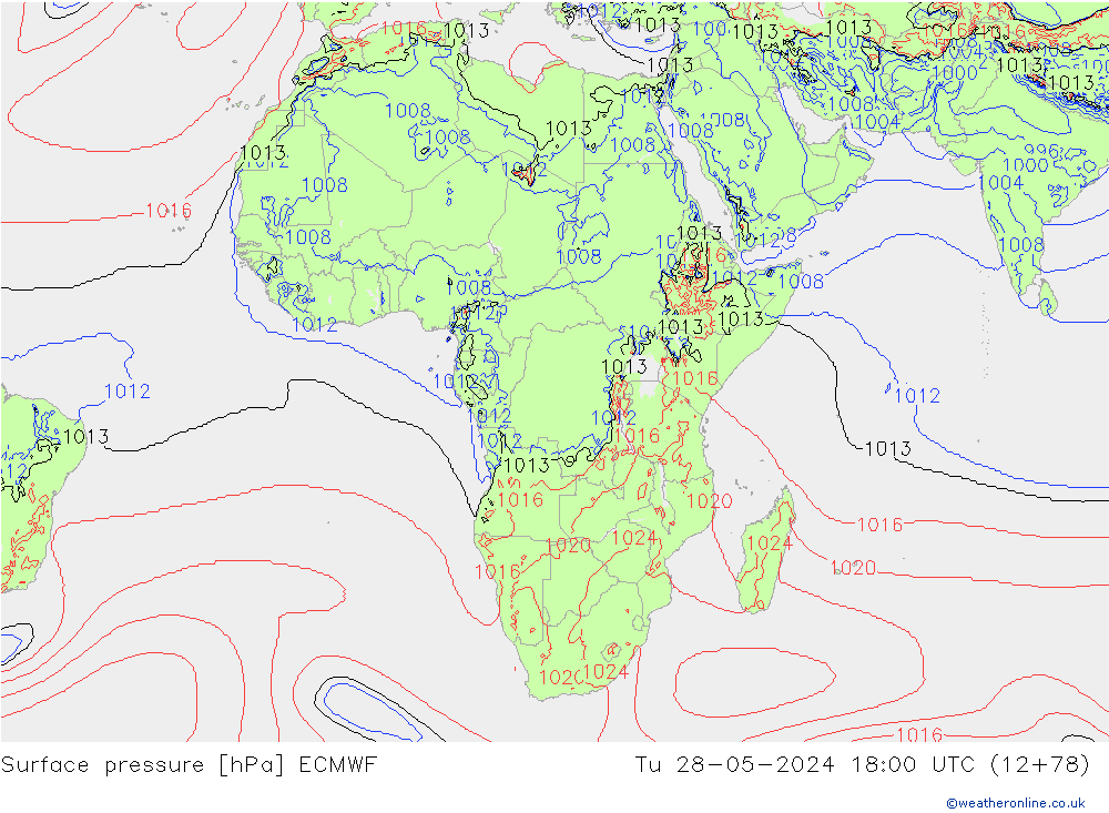 Surface pressure ECMWF Tu 28.05.2024 18 UTC