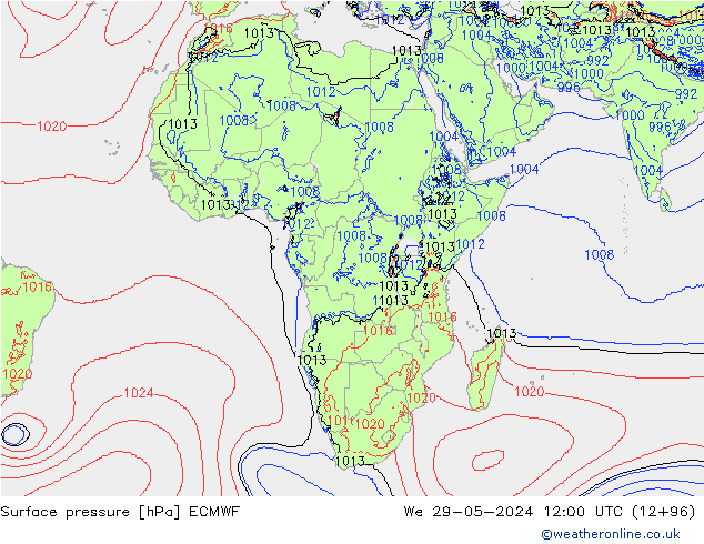 Yer basıncı ECMWF Çar 29.05.2024 12 UTC