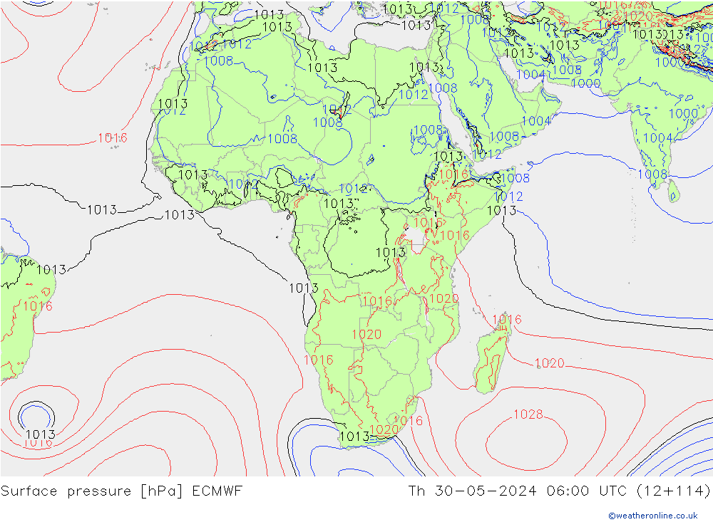 Luchtdruk (Grond) ECMWF do 30.05.2024 06 UTC