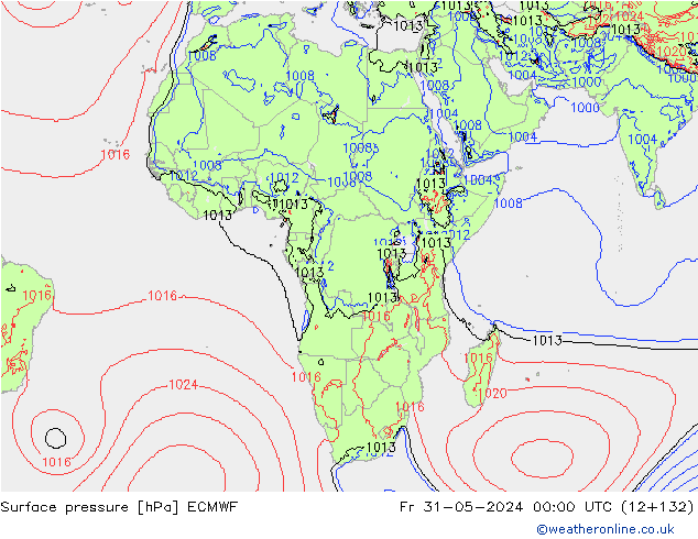 Surface pressure ECMWF Fr 31.05.2024 00 UTC