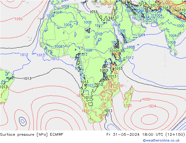 Atmosférický tlak ECMWF Pá 31.05.2024 18 UTC