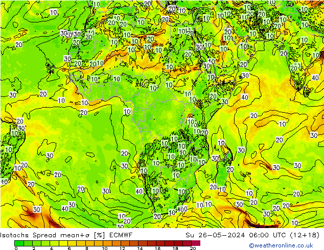 Isotachs Spread ECMWF Su 26.05.2024 06 UTC