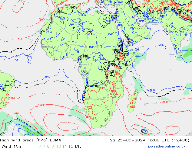 High wind areas ECMWF  25.05.2024 18 UTC