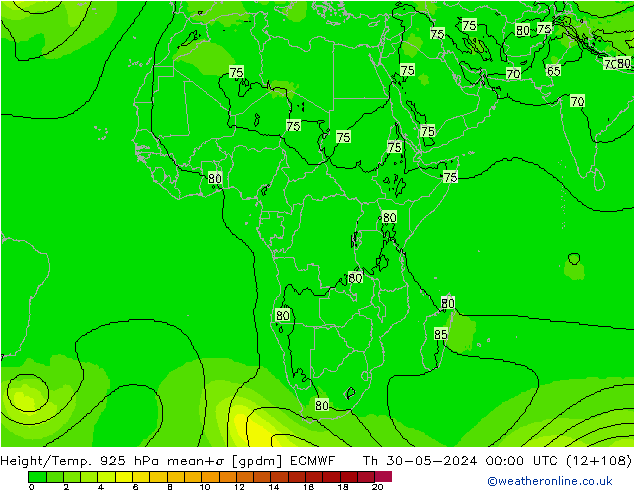 Height/Temp. 925 гПа ECMWF чт 30.05.2024 00 UTC