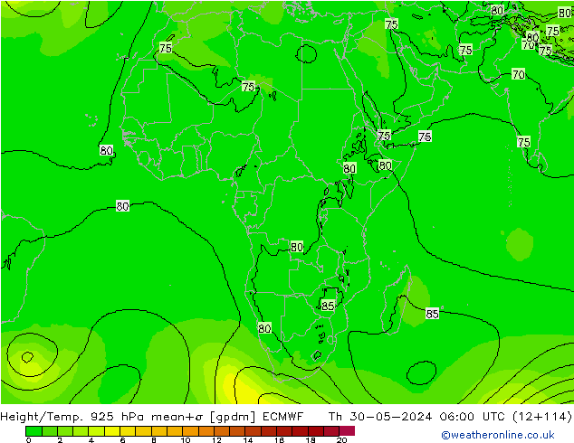 Hoogte/Temp. 925 hPa ECMWF do 30.05.2024 06 UTC