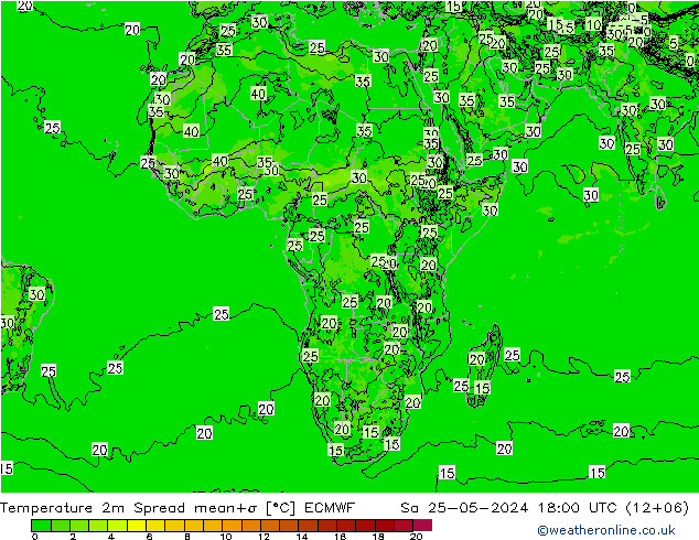 Temperature 2m Spread ECMWF So 25.05.2024 18 UTC