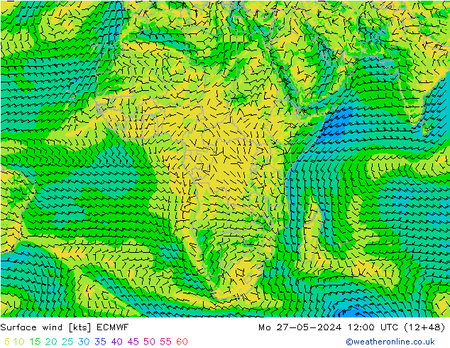 Wind 10 m ECMWF ma 27.05.2024 12 UTC