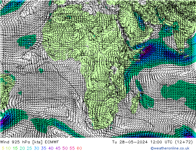 Wind 925 hPa ECMWF Tu 28.05.2024 12 UTC