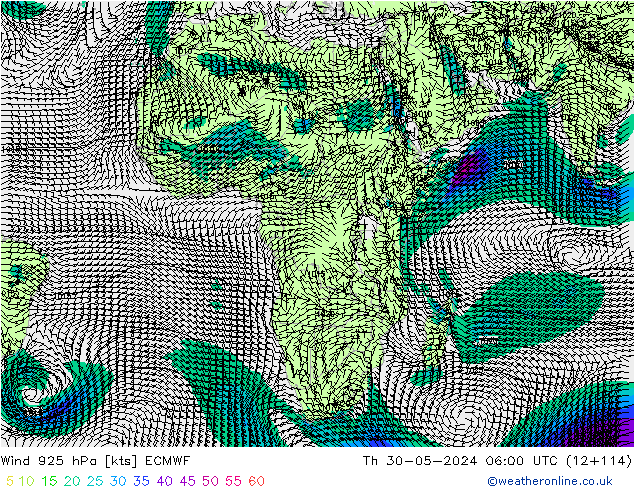 Wind 925 hPa ECMWF do 30.05.2024 06 UTC