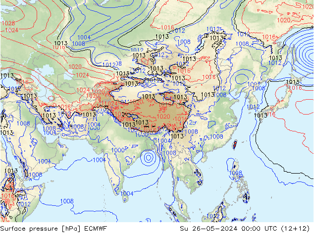 pressão do solo ECMWF Dom 26.05.2024 00 UTC