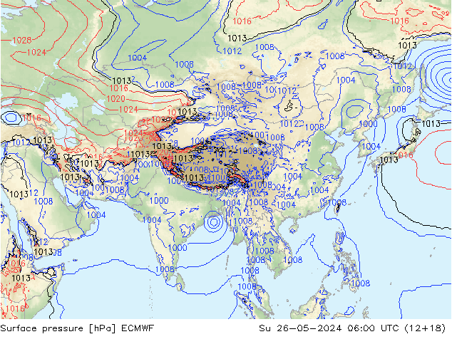 приземное давление ECMWF Вс 26.05.2024 06 UTC