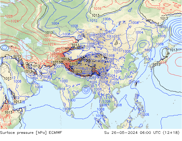 Presión superficial ECMWF dom 26.05.2024 06 UTC