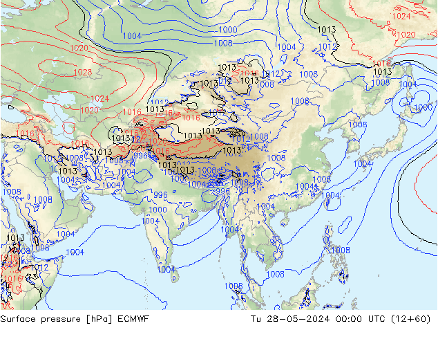 pressão do solo ECMWF Ter 28.05.2024 00 UTC