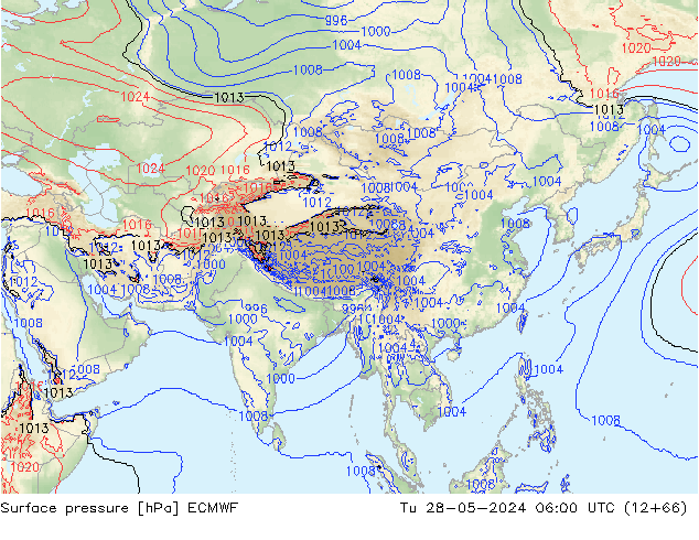 Surface pressure ECMWF Tu 28.05.2024 06 UTC