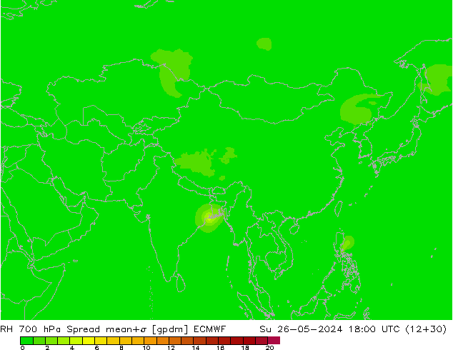 RH 700 hPa Spread ECMWF  26.05.2024 18 UTC