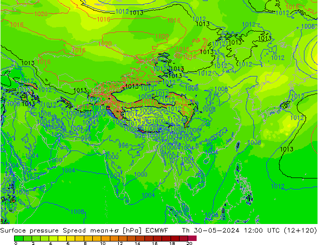 Bodendruck Spread ECMWF Do 30.05.2024 12 UTC