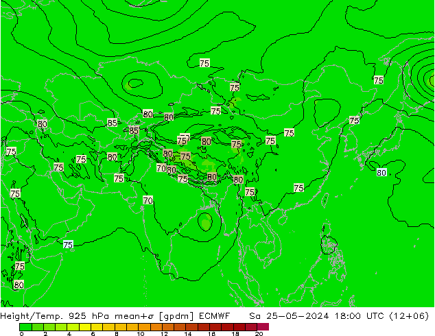 Géop./Temp. 925 hPa ECMWF sam 25.05.2024 18 UTC