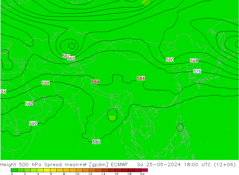 Géop. 500 hPa Spread ECMWF sam 25.05.2024 18 UTC