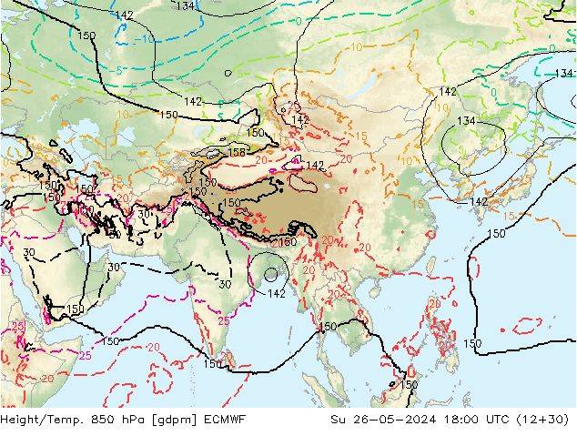 Height/Temp. 850 hPa ECMWF Su 26.05.2024 18 UTC