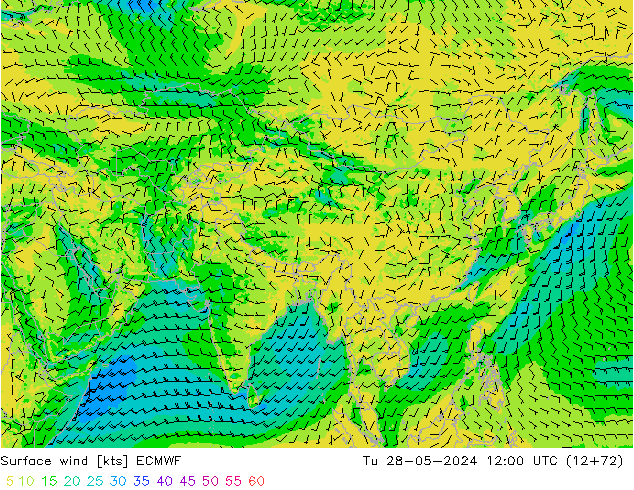 Vento 10 m ECMWF mar 28.05.2024 12 UTC