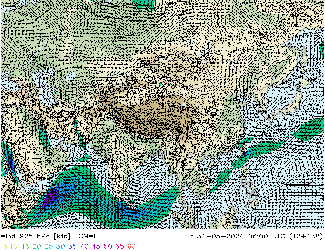 Wind 925 hPa ECMWF Fr 31.05.2024 06 UTC