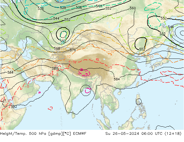 Height/Temp. 500 hPa ECMWF Ne 26.05.2024 06 UTC