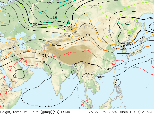 Height/Temp. 500 hPa ECMWF Mo 27.05.2024 00 UTC