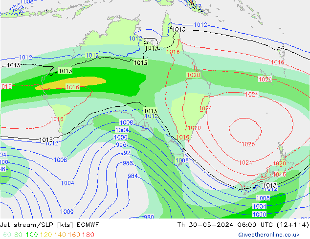 Jet stream/SLP ECMWF Th 30.05.2024 06 UTC